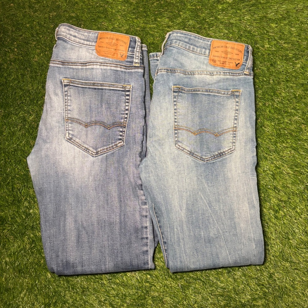 Lot of 2 American Eagle Mens Original Boot Extreme Flex Jeans 32x32 Blue Denim
